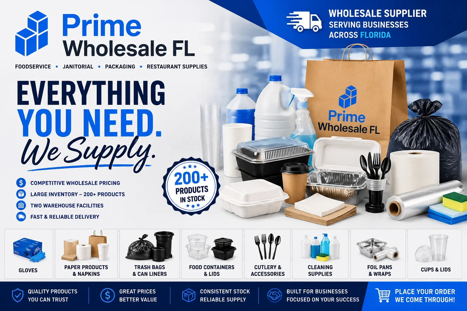Prime Wholesale FL - Everything You Need. We Supply.